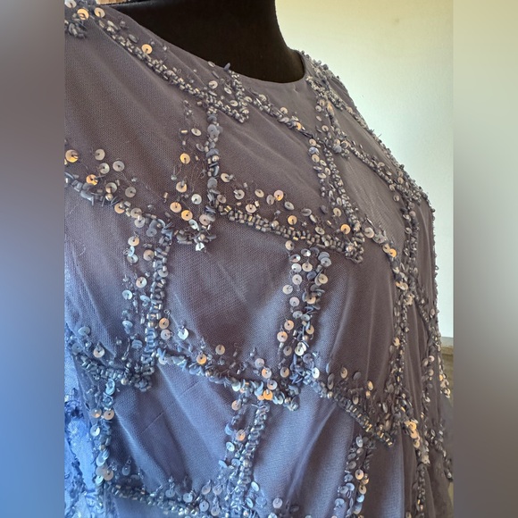 Adrianna Papell French blue beaded blouson gown formal mother of  bride NWT  14W - Picture 8 of 9
